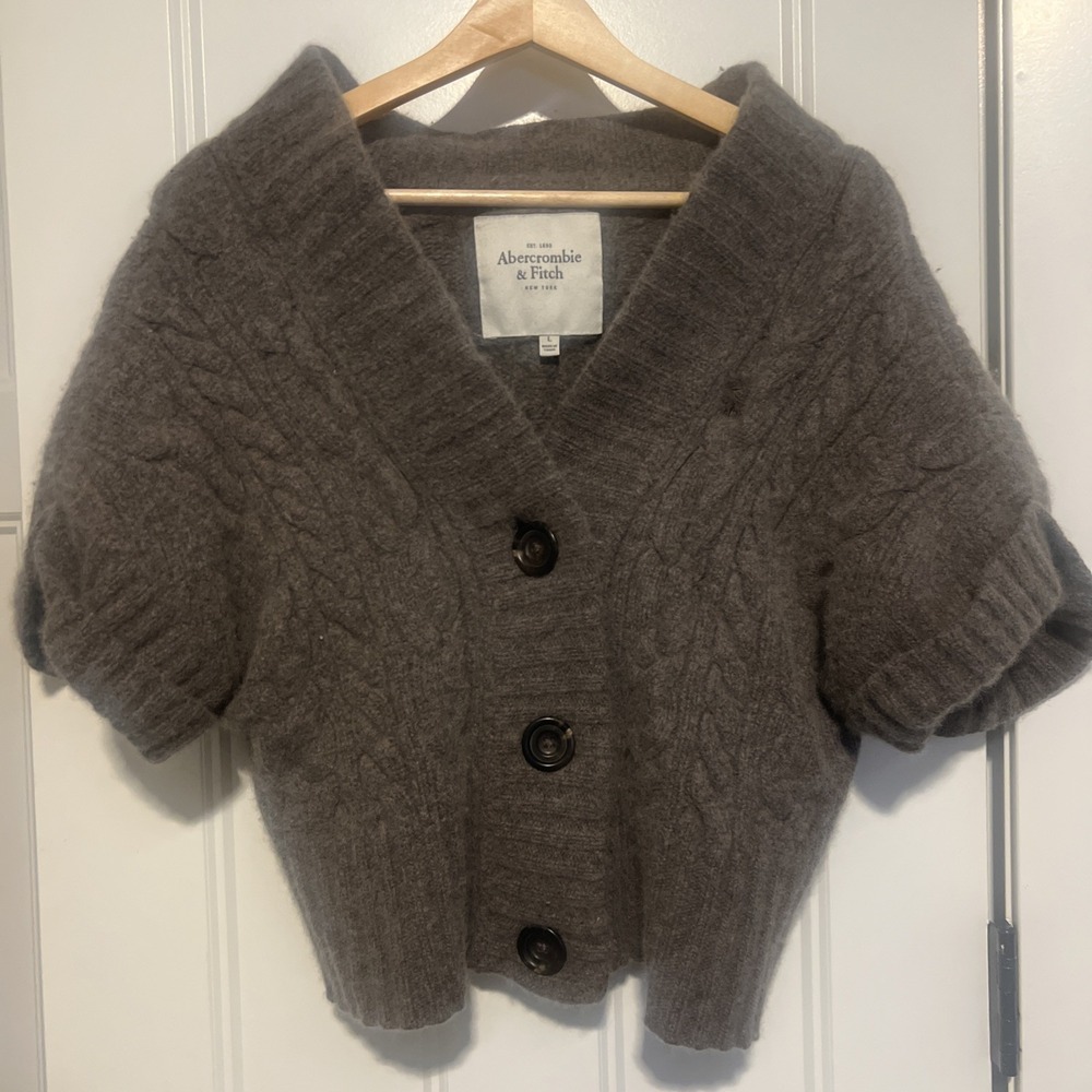 Abercrombie & Fitch Cardigan Womens Vintage Y2K Moose Logo Preppy Sweater Wool L